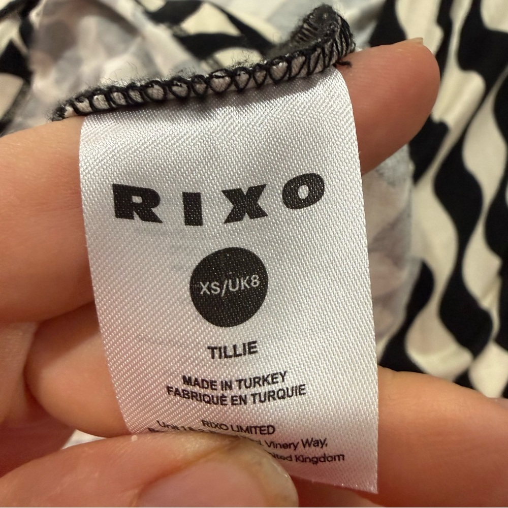 Rixo Dress Tillie Maxi Jersey Collar in Mono Wave Black White - Picture 5 of 7
